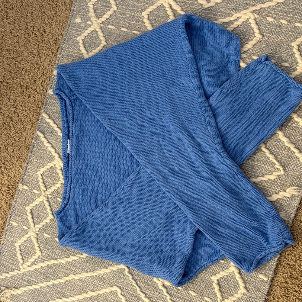 Garage Off-the-Shoulder Blue Sweater